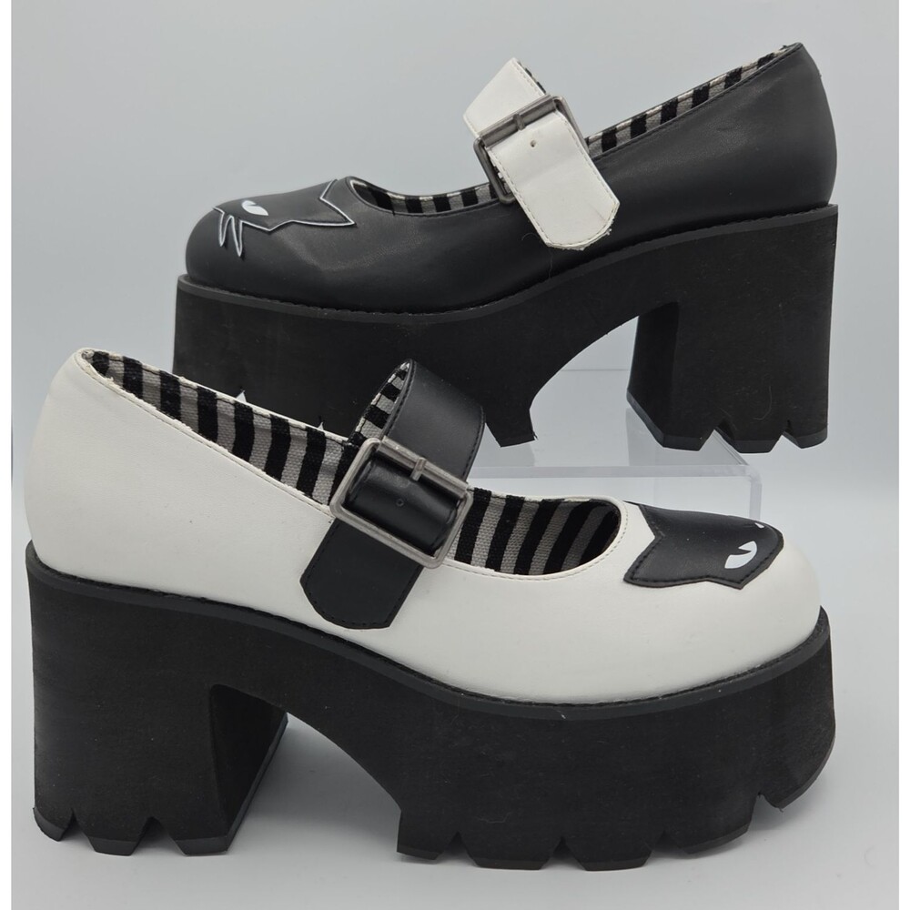 Dolls Kill Emily The Strange Mismatched Cat Platform Mary Jane Shoes Size 9